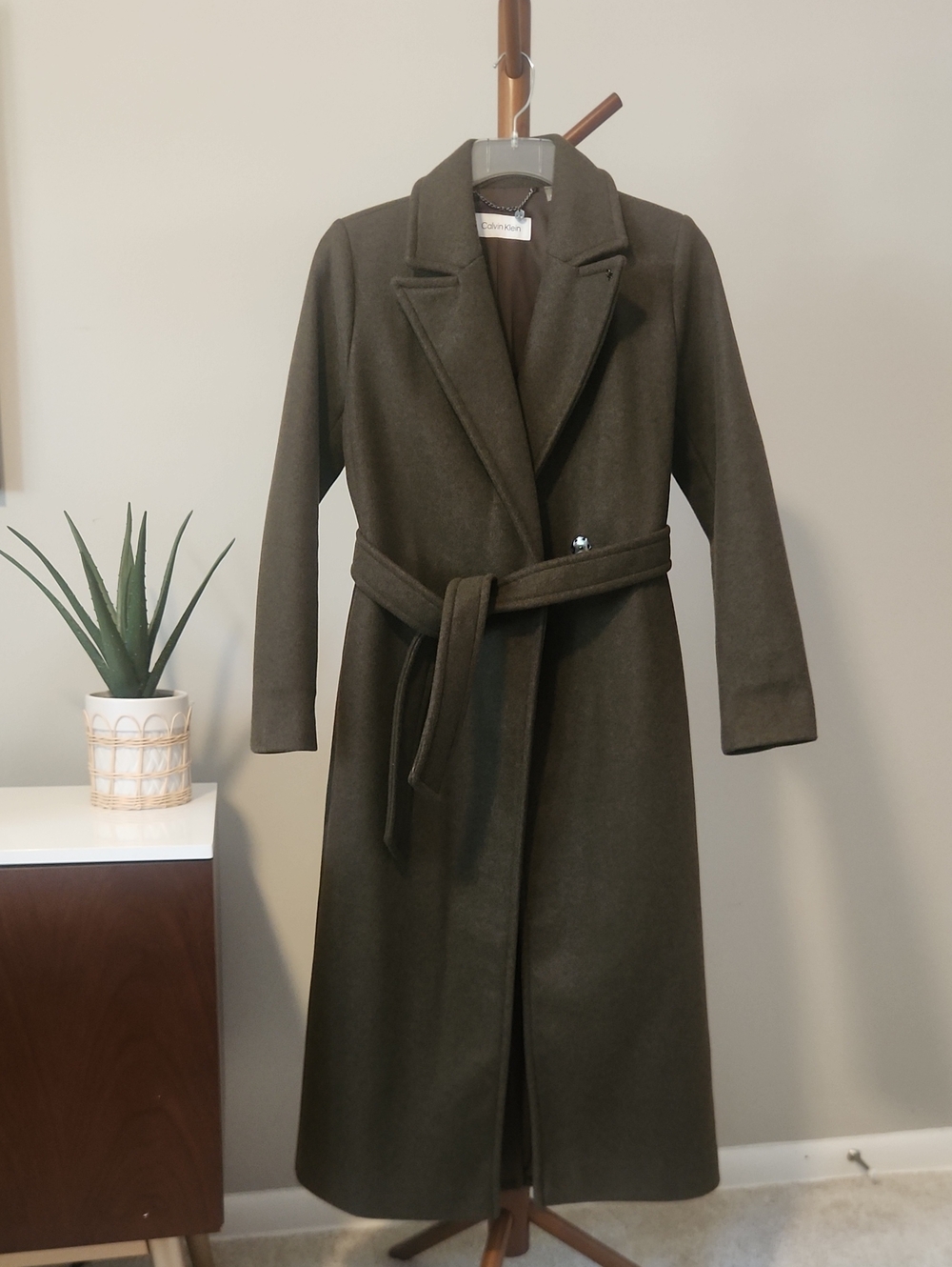 Calvin Klein Long Line Belted Coat